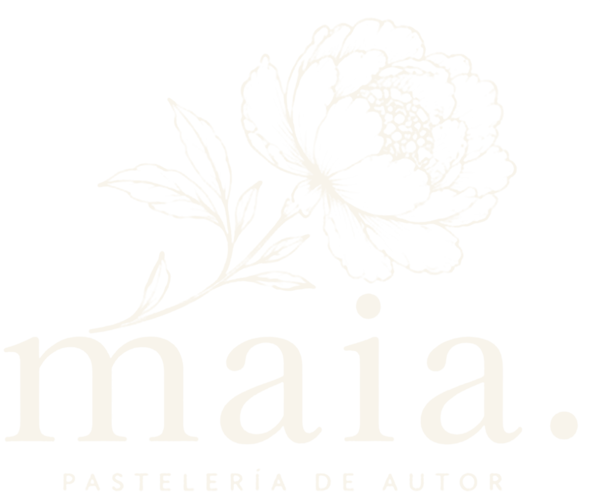Logo de maia. Pastelería de autor con una peonía dibujada a mano